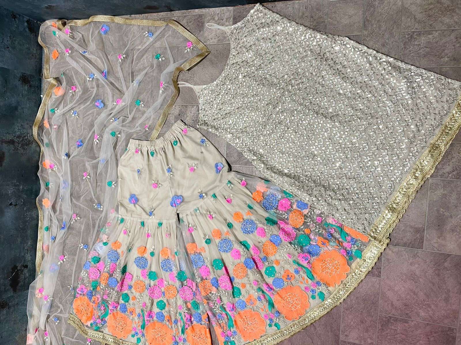 KRITI SANON BY FASHID WHOLESALE BEAUTIFUL STYLISH SHARARA SUITS FANCY COLORFUL CASUAL WEAR & ETHNIC WEAR & READY TO WEAR SOFT BUTTERFLY NET DRESSES AT WHOLESALE PRICE