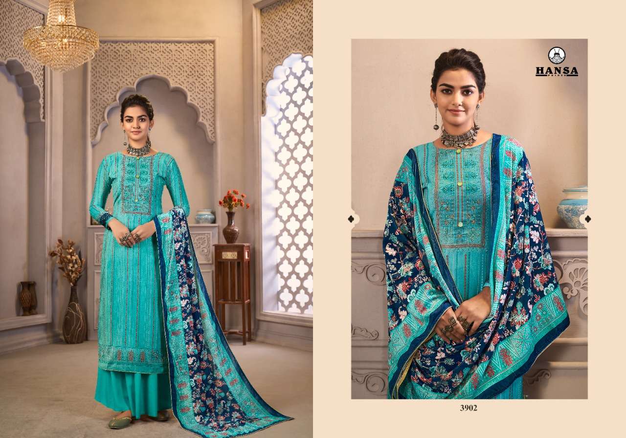 HUSNA ARA PANKHUDI BY HANSA PRINTS 3901 TO 3906 SERIES BEAUTIFUL STYLISH PAKISATNI SUITS FANCY COLORFUL CASUAL WEAR & ETHNIC WEAR & READY TO WEAR VELVET DIGITAL PRINT WITH ARI WORK DRESSES AT WHOLESALE PRICE