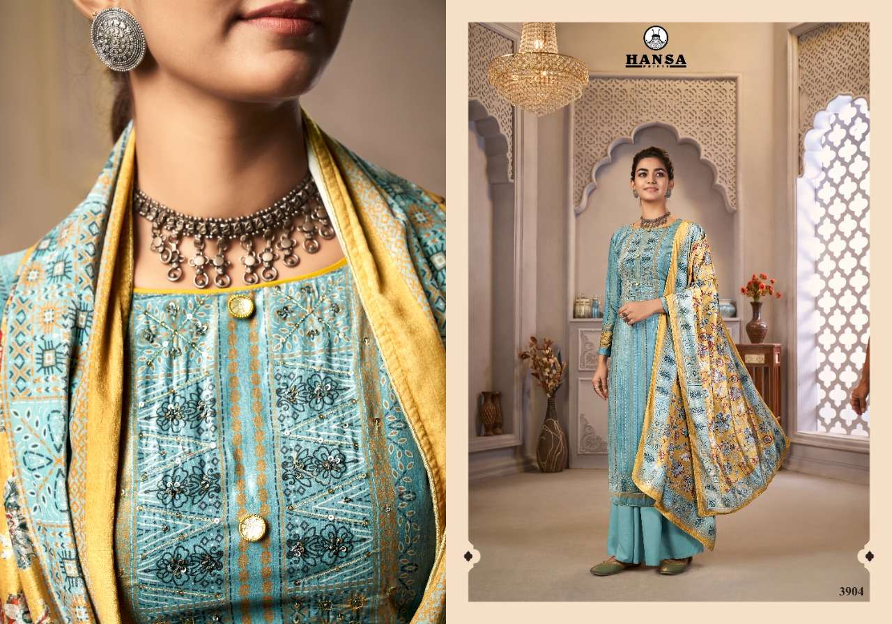 HUSNA ARA PANKHUDI BY HANSA PRINTS 3901 TO 3906 SERIES BEAUTIFUL STYLISH PAKISATNI SUITS FANCY COLORFUL CASUAL WEAR & ETHNIC WEAR & READY TO WEAR VELVET DIGITAL PRINT WITH ARI WORK DRESSES AT WHOLESALE PRICE