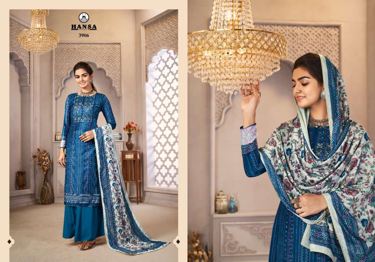 HUSNA ARA PANKHUDI BY HANSA PRINTS 3901 TO 3906 SERIES BEAUTIFUL STYLISH PAKISATNI SUITS FANCY COLORFUL CASUAL WEAR & ETHNIC WEAR & READY TO WEAR VELVET DIGITAL PRINT WITH ARI WORK DRESSES AT WHOLESALE PRICE