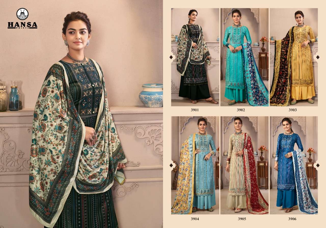 HUSNA ARA PANKHUDI BY HANSA PRINTS 3901 TO 3906 SERIES BEAUTIFUL STYLISH PAKISATNI SUITS FANCY COLORFUL CASUAL WEAR & ETHNIC WEAR & READY TO WEAR VELVET DIGITAL PRINT WITH ARI WORK DRESSES AT WHOLESALE PRICE