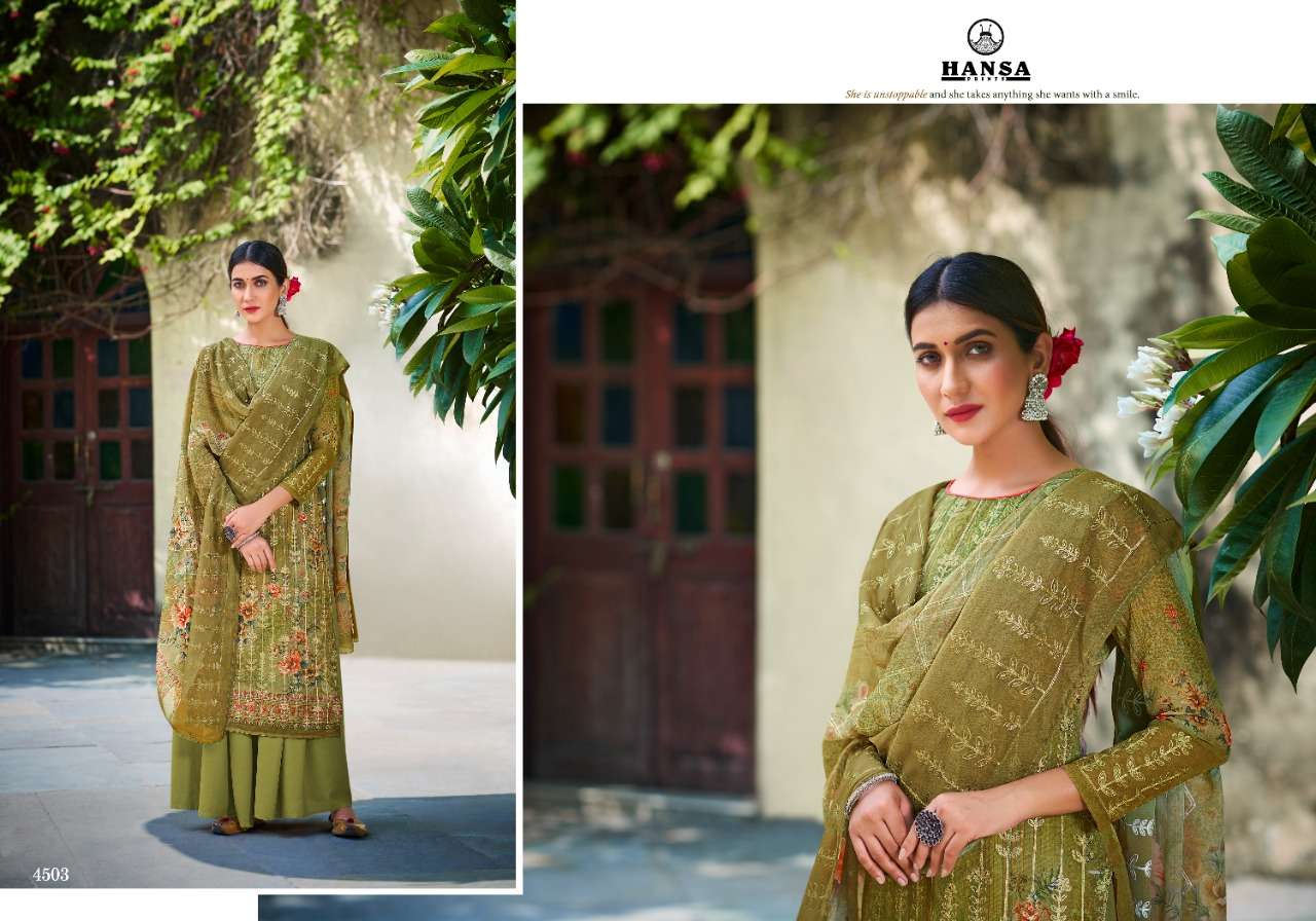 HUSNA ARA VIAANA BY HANSA PRINTS 4501 TO 4506 SERIES BEAUTIFUL STYLISH PAKISATNI SUITS FANCY COLORFUL CASUAL WEAR & ETHNIC WEAR & READY TO WEAR GEORGETTE DIGITAL PRINT WITH ARI WORK DRESSES AT WHOLESALE PRICE