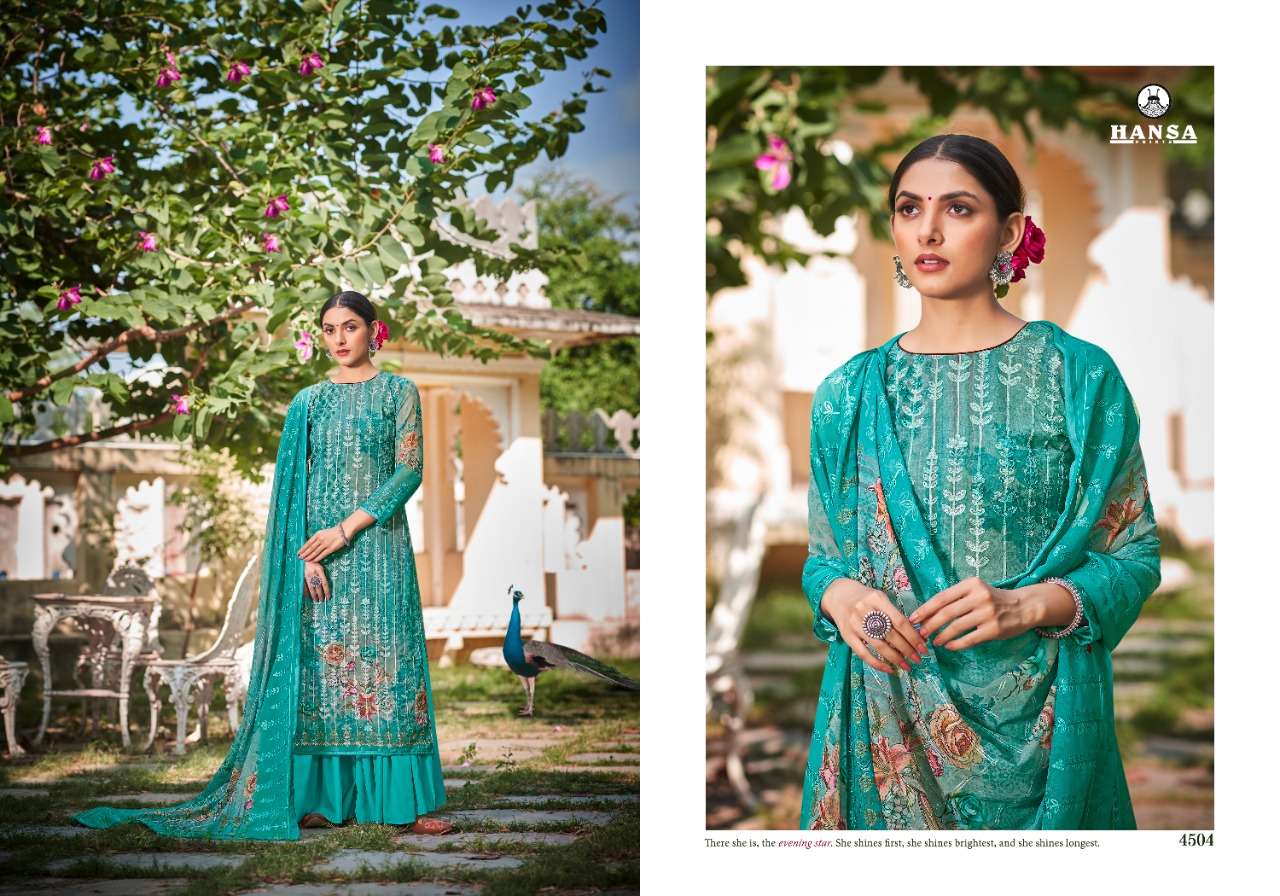 HUSNA ARA VIAANA BY HANSA PRINTS 4501 TO 4506 SERIES BEAUTIFUL STYLISH PAKISATNI SUITS FANCY COLORFUL CASUAL WEAR & ETHNIC WEAR & READY TO WEAR GEORGETTE DIGITAL PRINT WITH ARI WORK DRESSES AT WHOLESALE PRICE