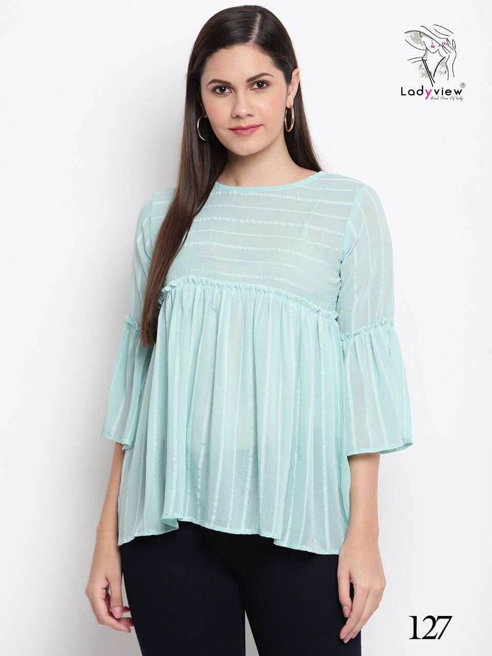 WESTO VOL-1 BY LADY VIEW 124 TO 127 SERIES DESIGNER STYLISH FANCY COLORFUL BEAUTIFUL PARTY WEAR & ETHNIC WEAR COLLECTION PREMIUM GEORGETTE TOPS AT WHOLESALE PRICE