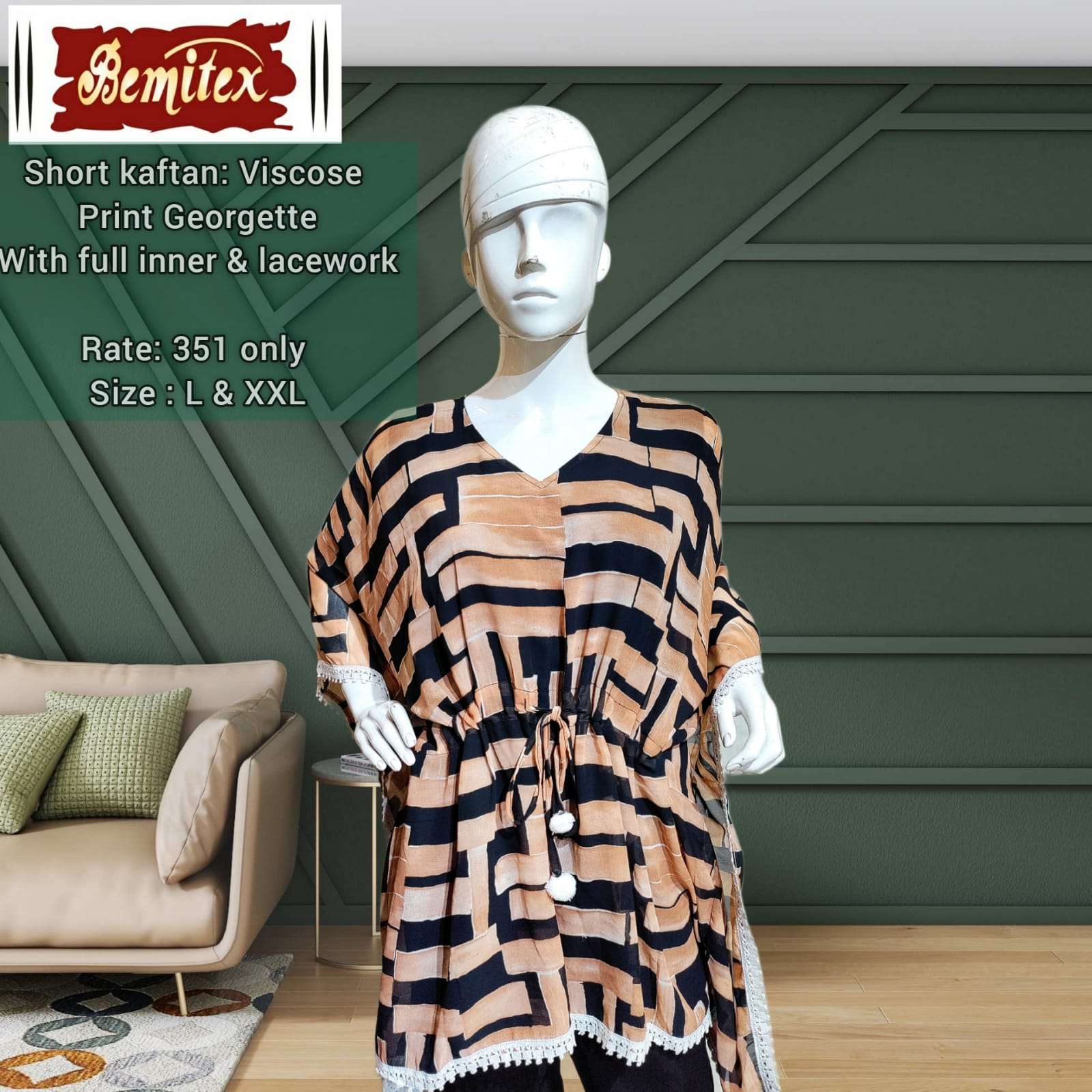 SHORT KAFTAAN BY BEMITEX 01 TO 04 SERIES BEAUTIFUL STYLISH FANCY COLORFUL CASUAL WEAR & ETHNIC WEAR VISCOSE GEORGETTE PRINT TOPS AT WHOLESALE PRICE