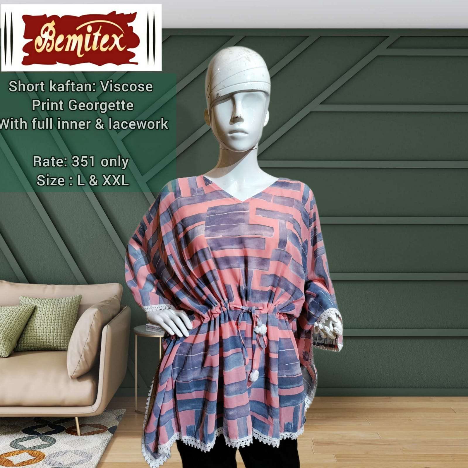 SHORT KAFTAAN BY BEMITEX 01 TO 04 SERIES BEAUTIFUL STYLISH FANCY COLORFUL CASUAL WEAR & ETHNIC WEAR VISCOSE GEORGETTE PRINT TOPS AT WHOLESALE PRICE
