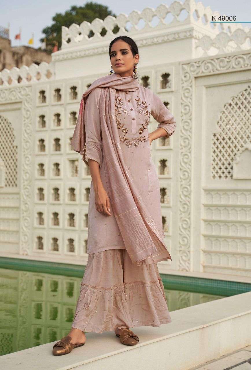 Nazma By Kalki 49001 To 49006 Series Beautiful Sharara Suits Colorful Stylish Fancy Casual Wear & Ethnic Wear Pure Viscose Silk With Work Dresses At Wholesale Price