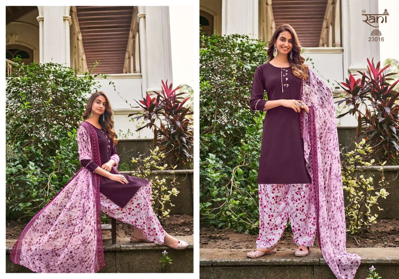 SUNHERI VOL-23 BY RANI FASHION 23001 TO 23016 SERIES BEAUTIFUL STYLISH SUITS FANCY COLORFUL CASUAL WEAR & ETHNIC WEAR & READY TO WEAR HEAVY AMERICAN CREPE PRINTED DRESSES AT WHOLESALE PRICE