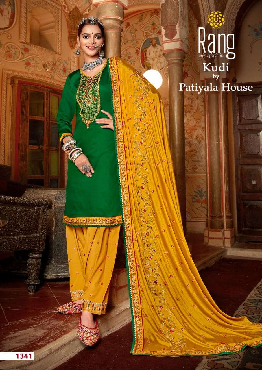 KUDI BY RANG 1341 TO 1344 SERIES BEAUTIFUL PATIYALA SUITS COLORFUL STYLISH FANCY CASUAL WEAR & ETHNIC WEAR JAM SILK WITH WORK DRESSES AT WHOLESALE PRICE