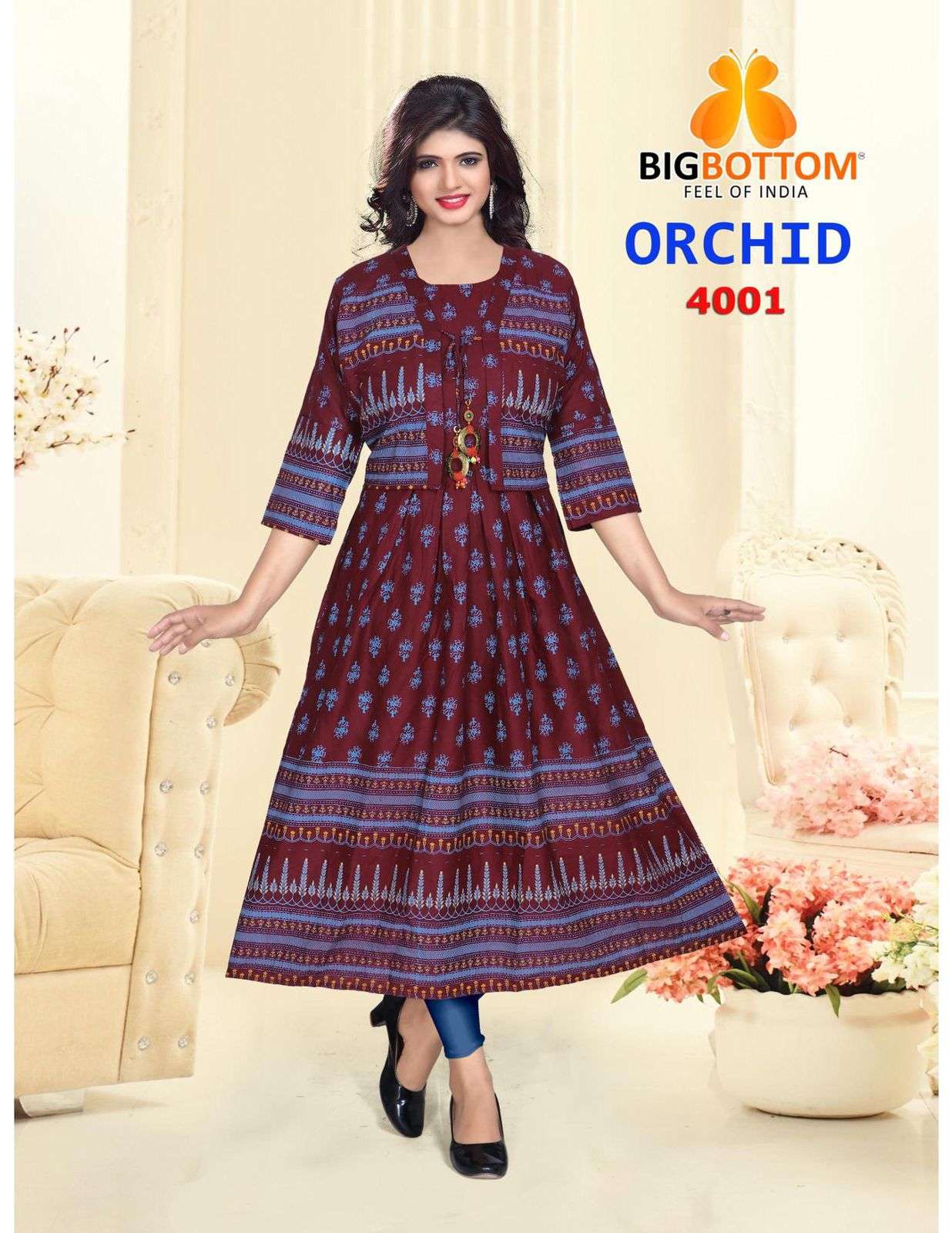 ORCHID VOL-4 BY BIG BOTTOM 4001 TO 4006 SERIES DESIGNER STYLISH FANCY COLORFUL BEAUTIFUL PARTY WEAR & ETHNIC WEAR COLLECTION RAYON GOLD FOIL KURTIS AT WHOLESALE PRICE