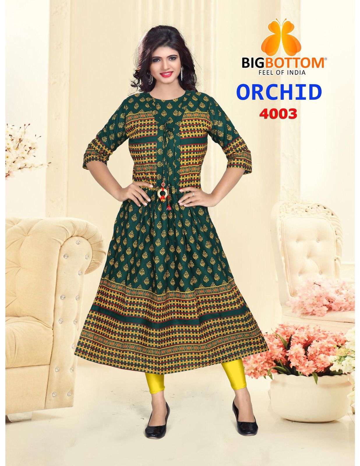 ORCHID VOL-4 BY BIG BOTTOM 4001 TO 4006 SERIES DESIGNER STYLISH FANCY COLORFUL BEAUTIFUL PARTY WEAR & ETHNIC WEAR COLLECTION RAYON GOLD FOIL KURTIS AT WHOLESALE PRICE