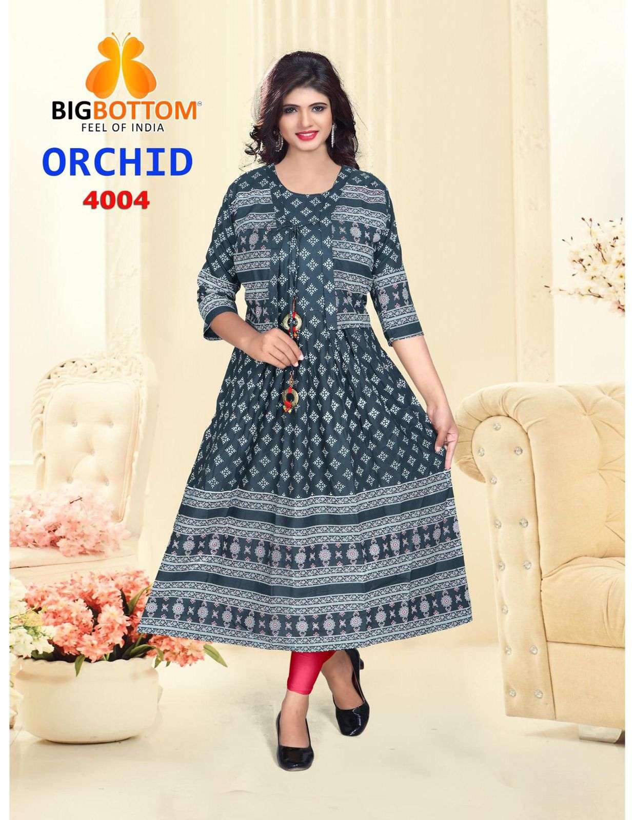 ORCHID VOL-4 BY BIG BOTTOM 4001 TO 4006 SERIES DESIGNER STYLISH FANCY COLORFUL BEAUTIFUL PARTY WEAR & ETHNIC WEAR COLLECTION RAYON GOLD FOIL KURTIS AT WHOLESALE PRICE
