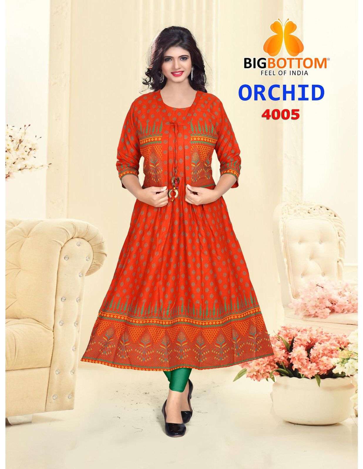 ORCHID VOL-4 BY BIG BOTTOM 4001 TO 4006 SERIES DESIGNER STYLISH FANCY COLORFUL BEAUTIFUL PARTY WEAR & ETHNIC WEAR COLLECTION RAYON GOLD FOIL KURTIS AT WHOLESALE PRICE