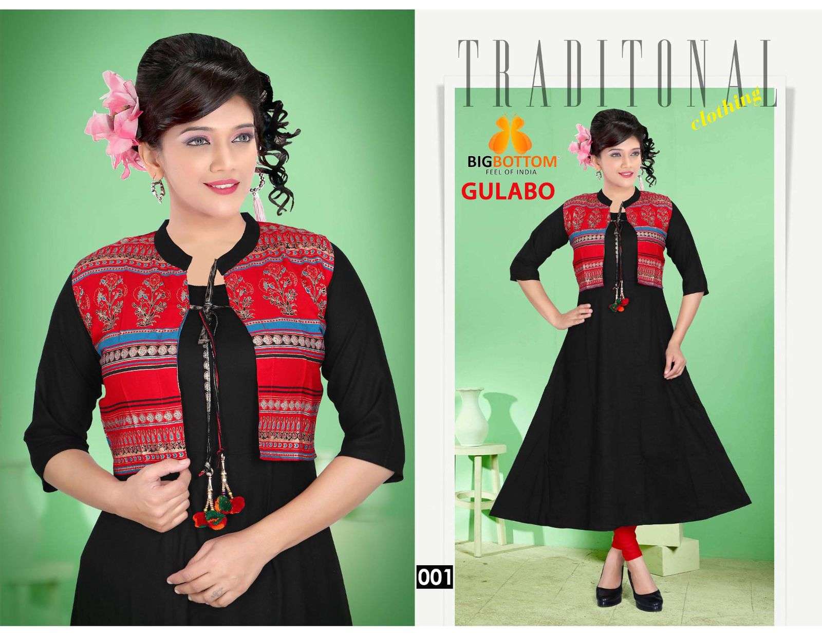 GULABO VOL-2 BY BIG BOTTOM 001 TO 004 SERIES DESIGNER STYLISH FANCY COLORFUL BEAUTIFUL PARTY WEAR & ETHNIC WEAR COLLECTION RAYON PRINT KURTIS AT WHOLESALE PRICE