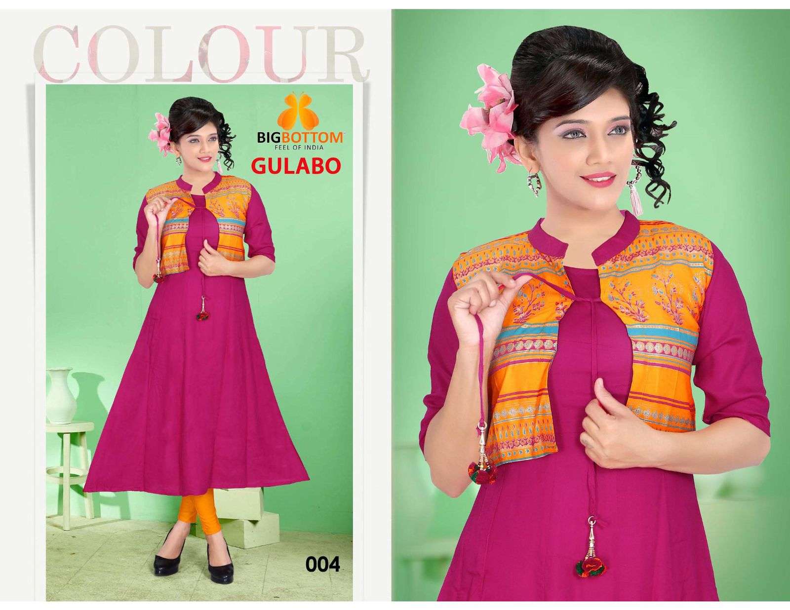 GULABO VOL-2 BY BIG BOTTOM 001 TO 004 SERIES DESIGNER STYLISH FANCY COLORFUL BEAUTIFUL PARTY WEAR & ETHNIC WEAR COLLECTION RAYON PRINT KURTIS AT WHOLESALE PRICE