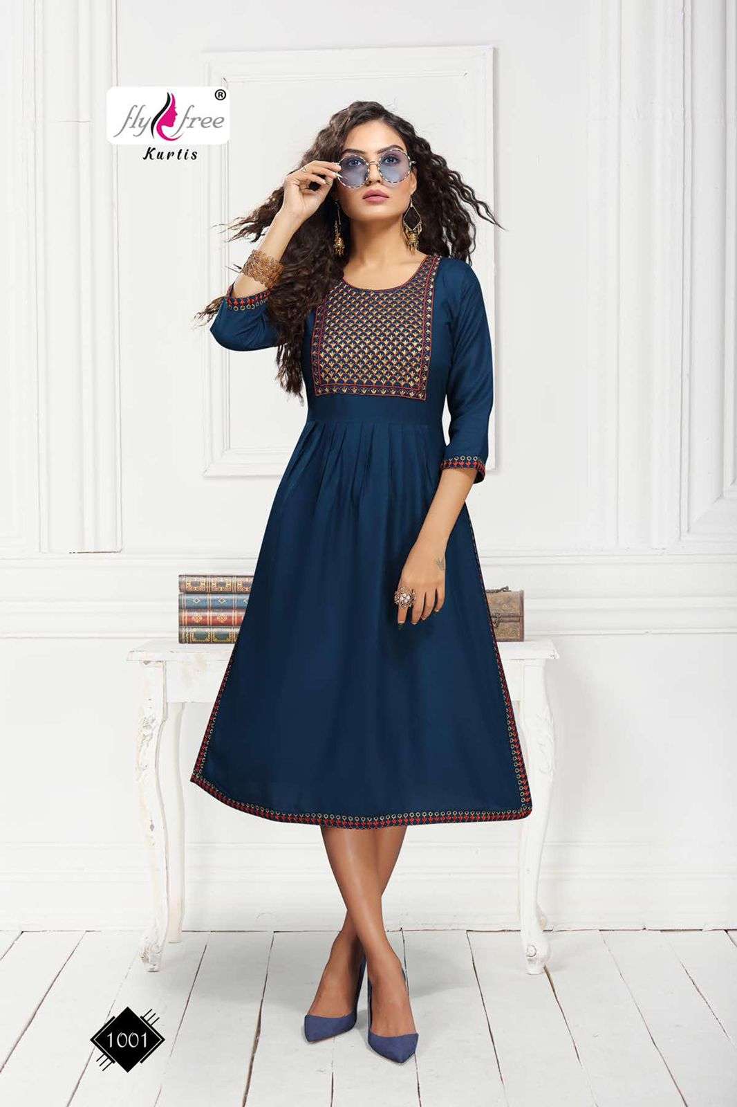 SHILP BY FLY FREE 1001 TO 1008 SERIES DESIGNER STYLISH FANCY COLORFUL BEAUTIFUL PARTY WEAR & ETHNIC WEAR COLLECTION RAYON EMBROIDERY KURTIS AT WHOLESALE PRICE