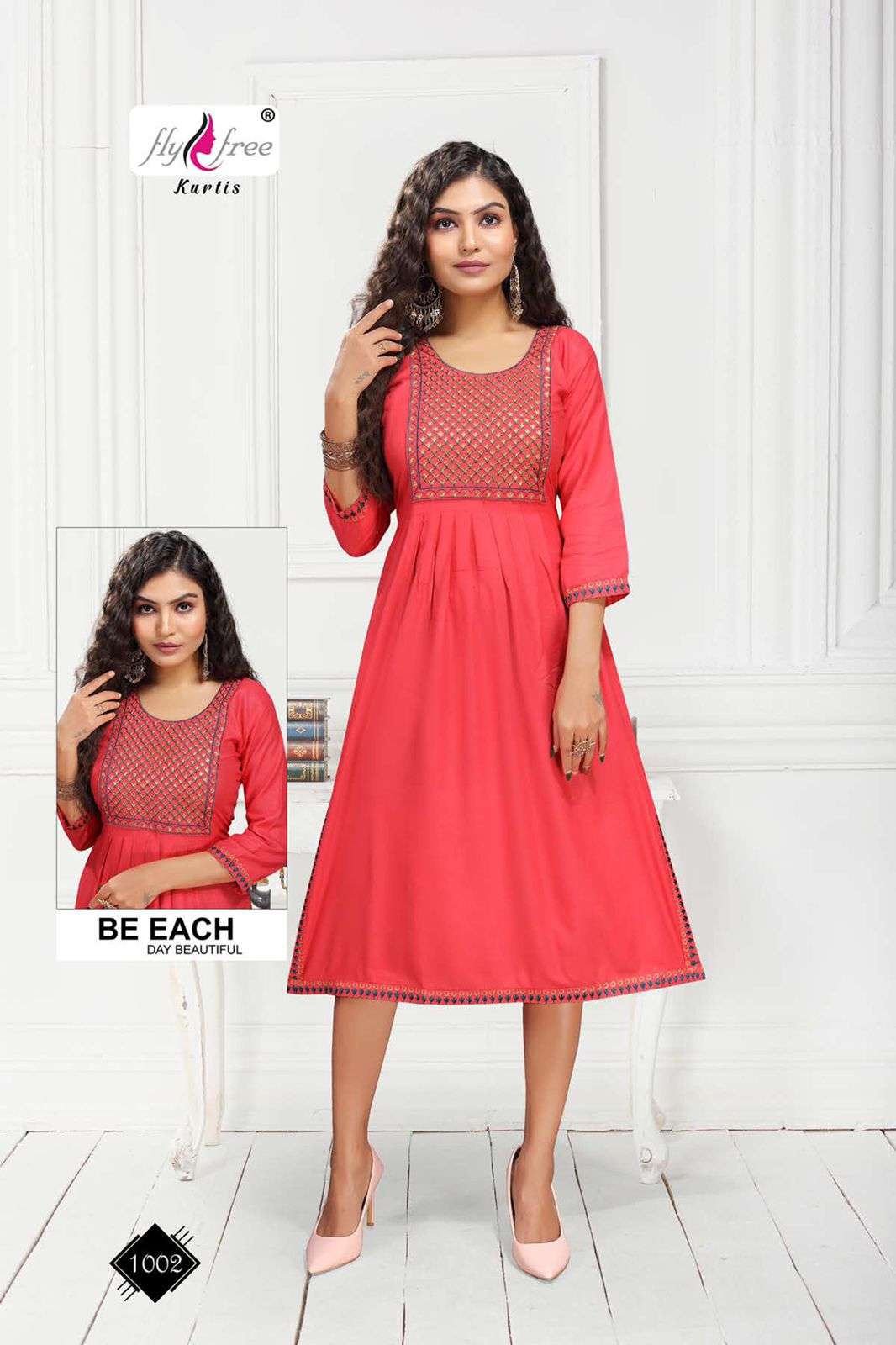 SHILP BY FLY FREE 1001 TO 1008 SERIES DESIGNER STYLISH FANCY COLORFUL BEAUTIFUL PARTY WEAR & ETHNIC WEAR COLLECTION RAYON EMBROIDERY KURTIS AT WHOLESALE PRICE