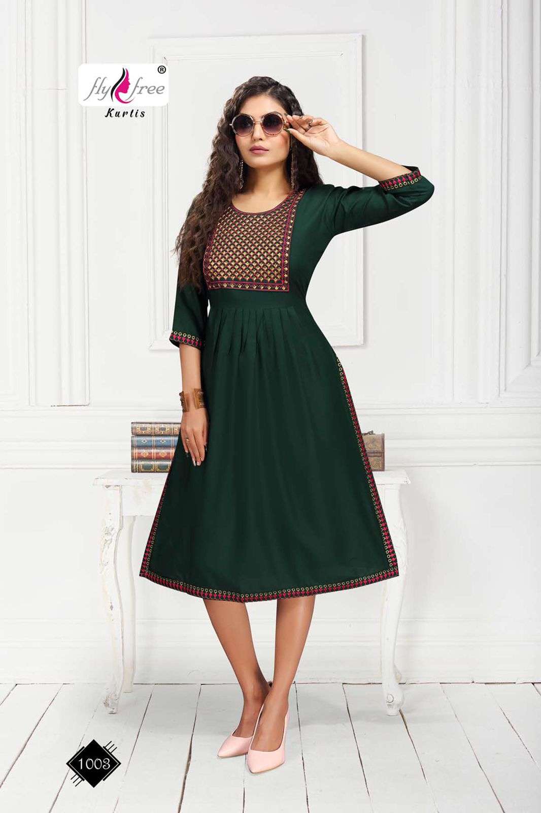 SHILP BY FLY FREE 1001 TO 1008 SERIES DESIGNER STYLISH FANCY COLORFUL BEAUTIFUL PARTY WEAR & ETHNIC WEAR COLLECTION RAYON EMBROIDERY KURTIS AT WHOLESALE PRICE