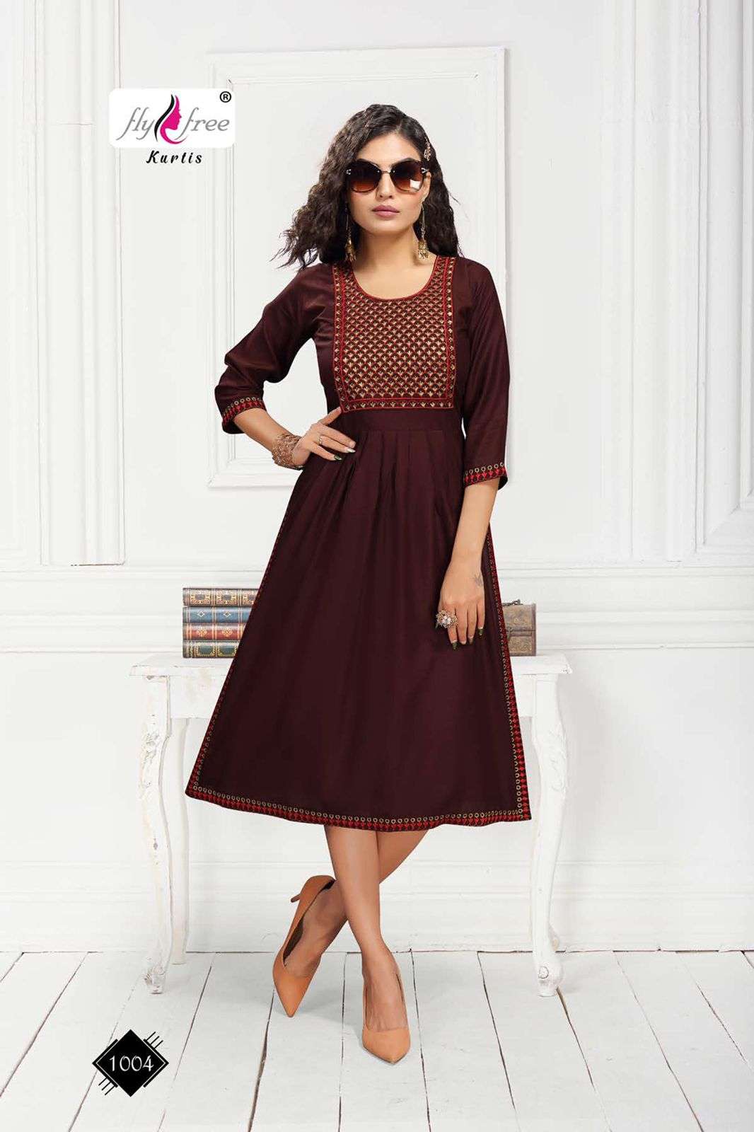 SHILP BY FLY FREE 1001 TO 1008 SERIES DESIGNER STYLISH FANCY COLORFUL BEAUTIFUL PARTY WEAR & ETHNIC WEAR COLLECTION RAYON EMBROIDERY KURTIS AT WHOLESALE PRICE