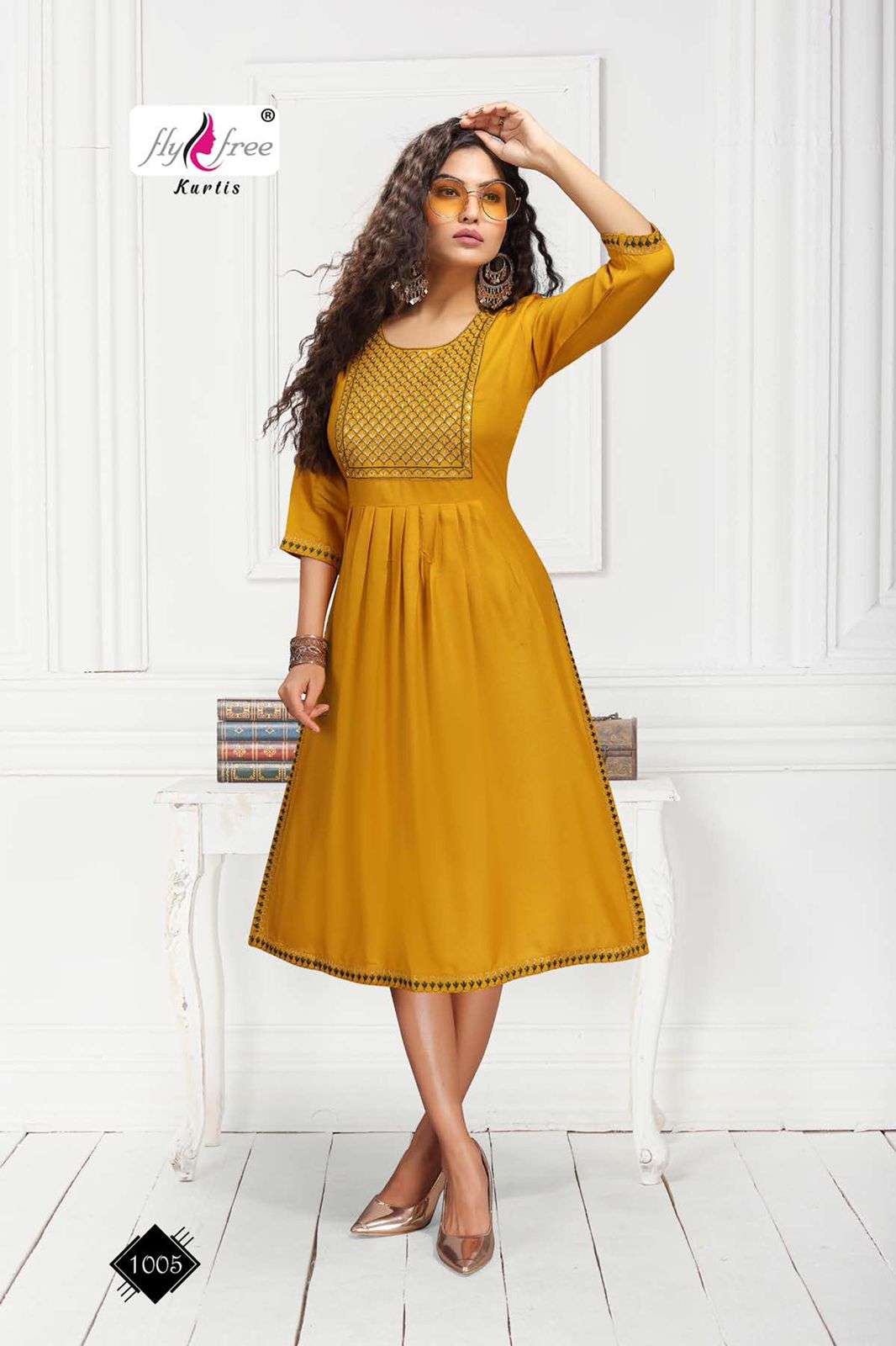 SHILP BY FLY FREE 1001 TO 1008 SERIES DESIGNER STYLISH FANCY COLORFUL BEAUTIFUL PARTY WEAR & ETHNIC WEAR COLLECTION RAYON EMBROIDERY KURTIS AT WHOLESALE PRICE
