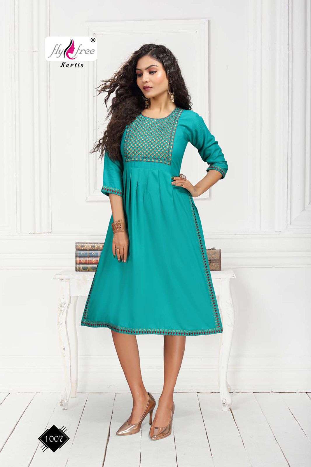 SHILP BY FLY FREE 1001 TO 1008 SERIES DESIGNER STYLISH FANCY COLORFUL BEAUTIFUL PARTY WEAR & ETHNIC WEAR COLLECTION RAYON EMBROIDERY KURTIS AT WHOLESALE PRICE