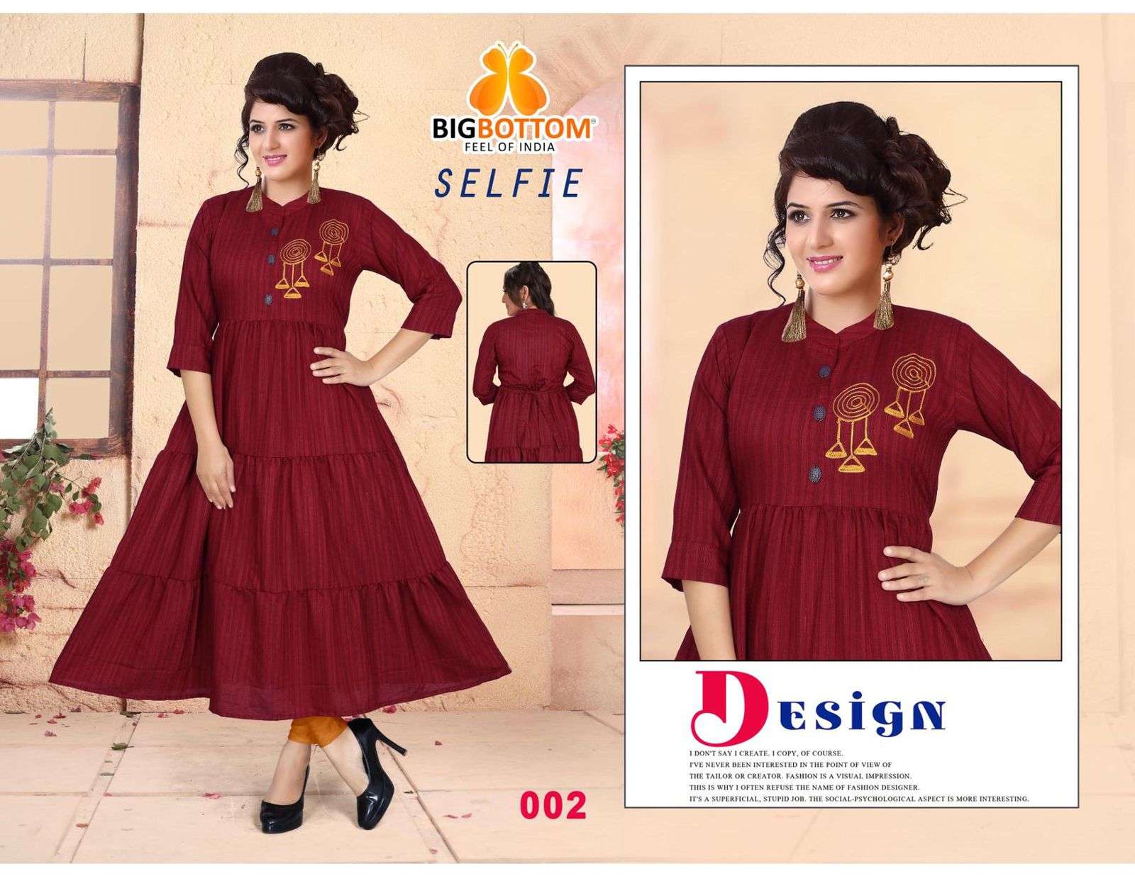 SELFIE BY BIG BOTTOM 001 TO 006 SERIES BEAUTIFUL STYLISH FANCY COLORFUL CASUAL WEAR & ETHNIC WEAR RAYON WITH WORK GOWNS AT WHOLESALE PRICE