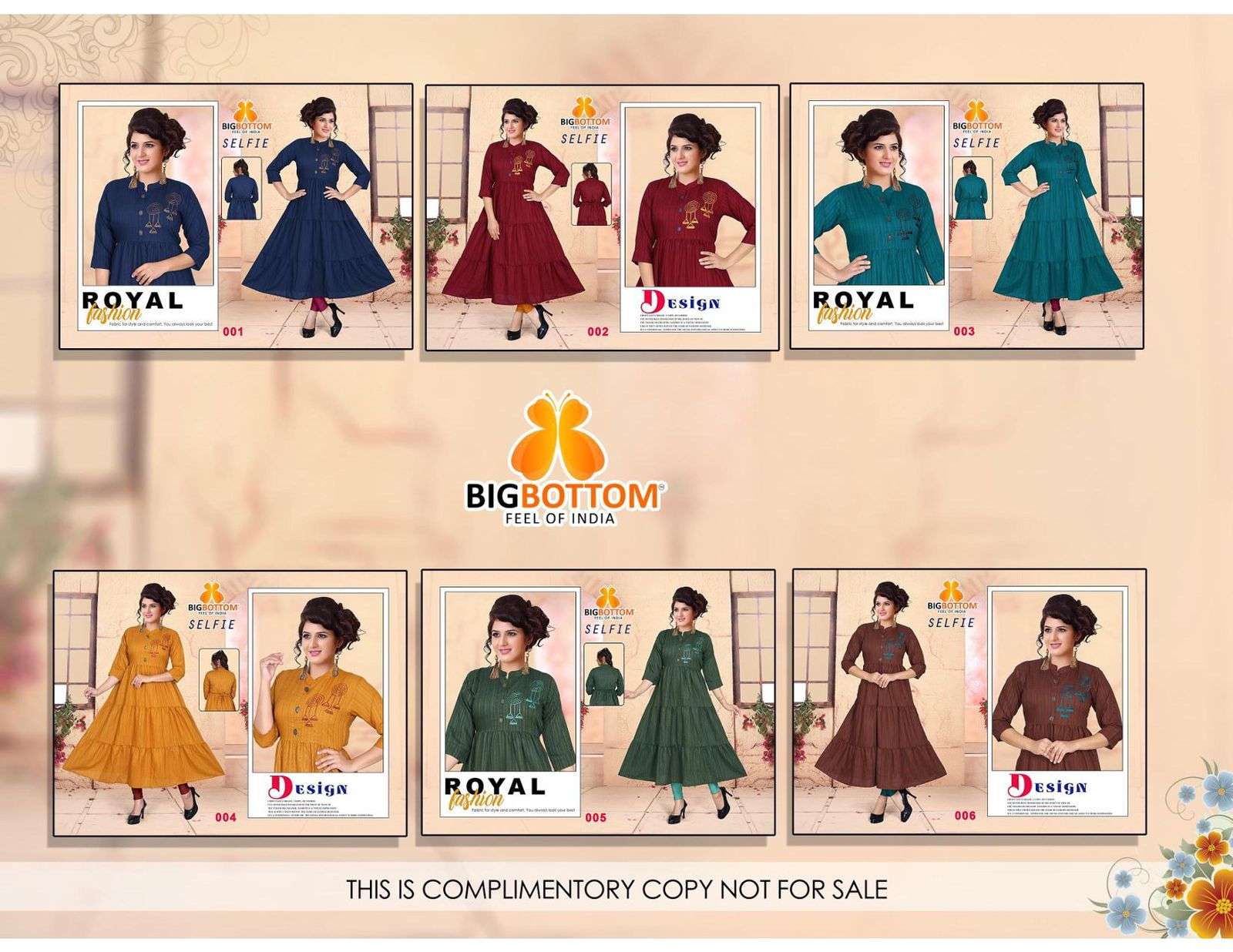 SELFIE BY BIG BOTTOM 001 TO 006 SERIES BEAUTIFUL STYLISH FANCY COLORFUL CASUAL WEAR & ETHNIC WEAR RAYON WITH WORK GOWNS AT WHOLESALE PRICE