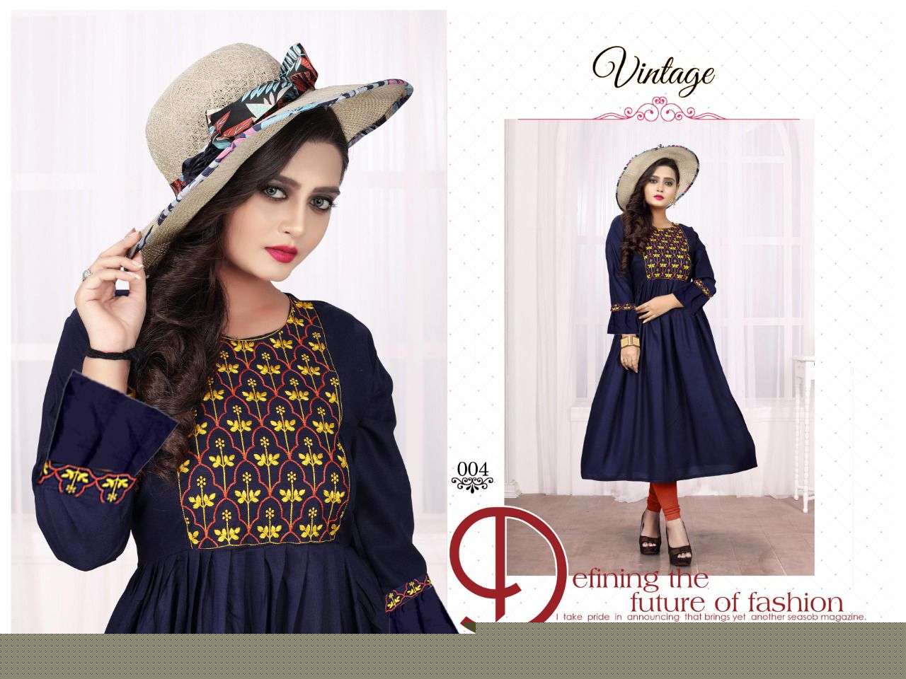 VINTAGE VOL-6 BY AAGYA 001 TO 008 SERIES DESIGNER STYLISH FANCY COLORFUL BEAUTIFUL PARTY WEAR & ETHNIC WEAR COLLECTION RAYON EMBROIDERY KURTIS AT WHOLESALE PRICE