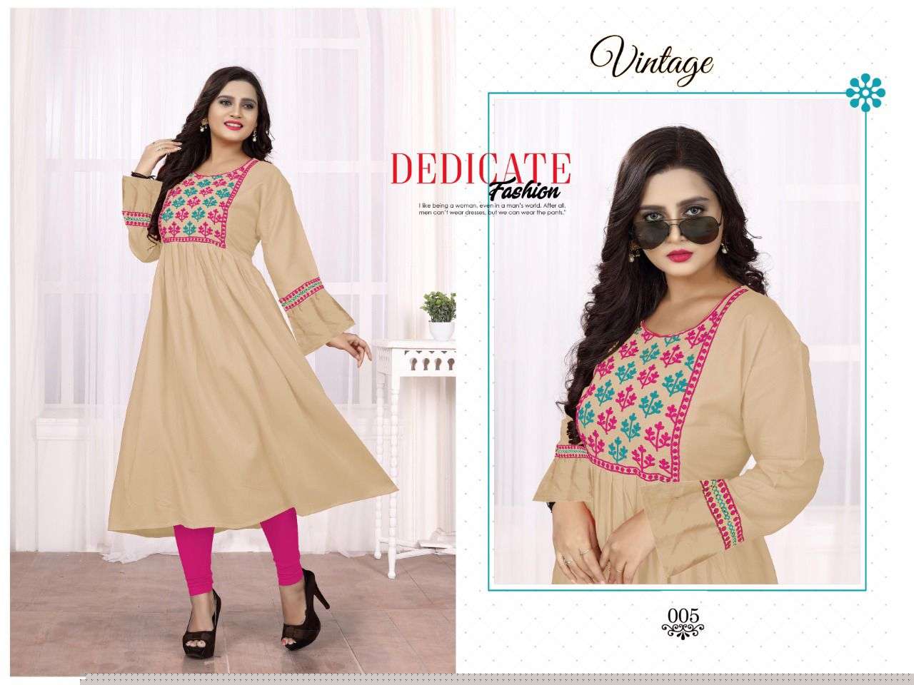 VINTAGE VOL-6 BY AAGYA 001 TO 008 SERIES DESIGNER STYLISH FANCY COLORFUL BEAUTIFUL PARTY WEAR & ETHNIC WEAR COLLECTION RAYON EMBROIDERY KURTIS AT WHOLESALE PRICE