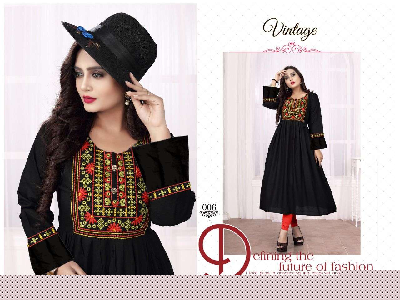 VINTAGE VOL-6 BY AAGYA 001 TO 008 SERIES DESIGNER STYLISH FANCY COLORFUL BEAUTIFUL PARTY WEAR & ETHNIC WEAR COLLECTION RAYON EMBROIDERY KURTIS AT WHOLESALE PRICE