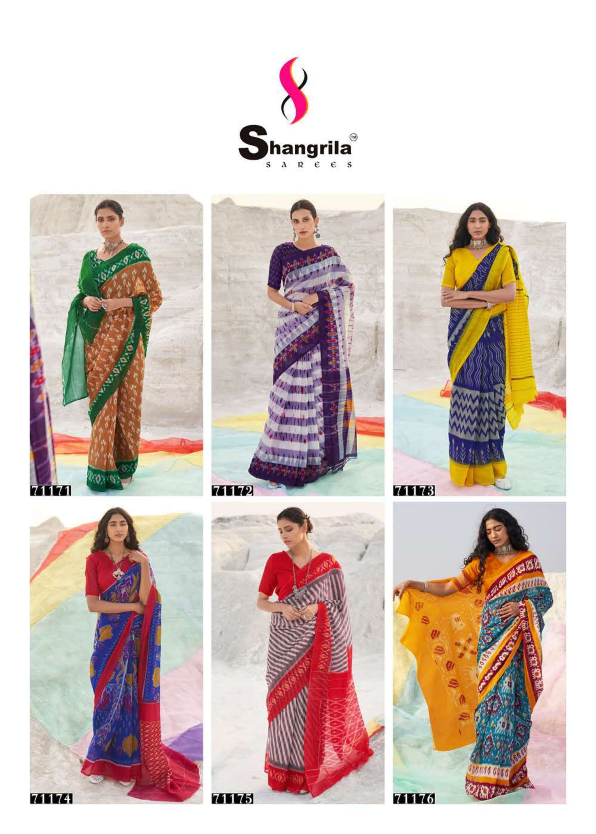 MULMUL COTTON VOL-2 BY SHANGRILA 71171 TO 71182 SERIES INDIAN TRADITIONAL WEAR COLLECTION BEAUTIFUL STYLISH FANCY COLORFUL PARTY WEAR & OCCASIONAL WEAR COTTON PRINTED SAREES AT WHOLESALE PRICE