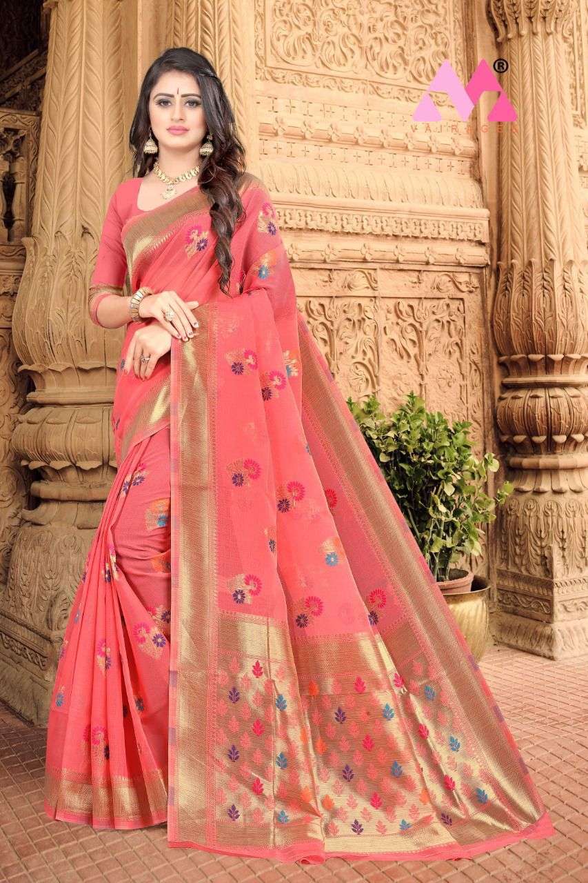 RAJA VOL-2 BY VAIRAGEE 201 TO 206 SERIES INDIAN TRADITIONAL WEAR COLLECTION BEAUTIFUL STYLISH FANCY COLORFUL PARTY WEAR & OCCASIONAL WEAR CHANDERI COTTON SAREES AT WHOLESALE PRICE