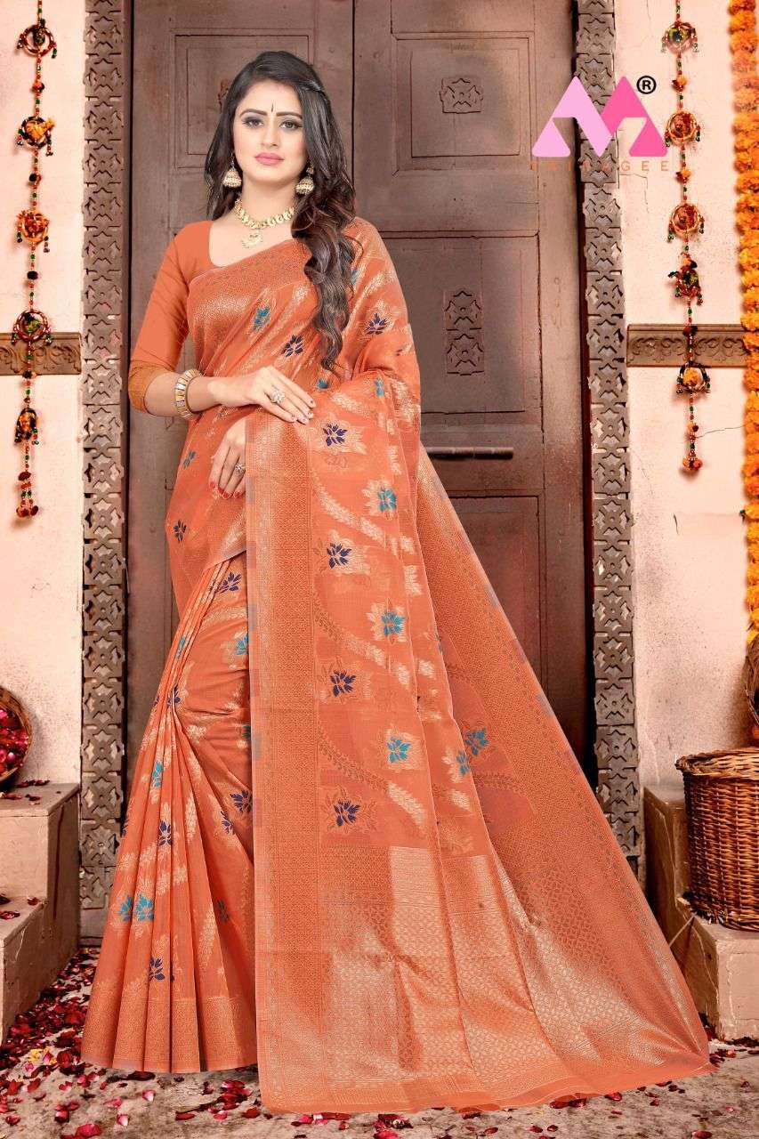 RAJA BY VAIRAGEE 101 TO 106 SERIES INDIAN TRADITIONAL WEAR COLLECTION BEAUTIFUL STYLISH FANCY COLORFUL PARTY WEAR & OCCASIONAL WEAR CHANDERI COTTON SAREES AT WHOLESALE PRICE