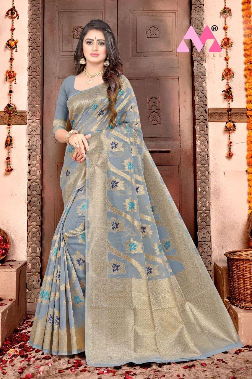 RAJA BY VAIRAGEE 101 TO 106 SERIES INDIAN TRADITIONAL WEAR COLLECTION BEAUTIFUL STYLISH FANCY COLORFUL PARTY WEAR & OCCASIONAL WEAR CHANDERI COTTON SAREES AT WHOLESALE PRICE