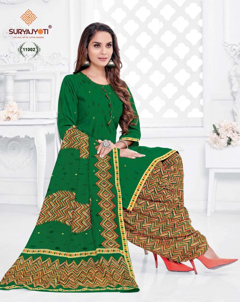SUI DHAGA VOL-11 BY SURYAJYOTI 11001 TO 11030 SERIES BEAUTIFUL PATIYALA SUITS STYLISH FANCY COLORFUL PARTY WEAR & OCCASIONAL WEAR COTTON PRINT DRESSES AT WHOLESALE PRICE