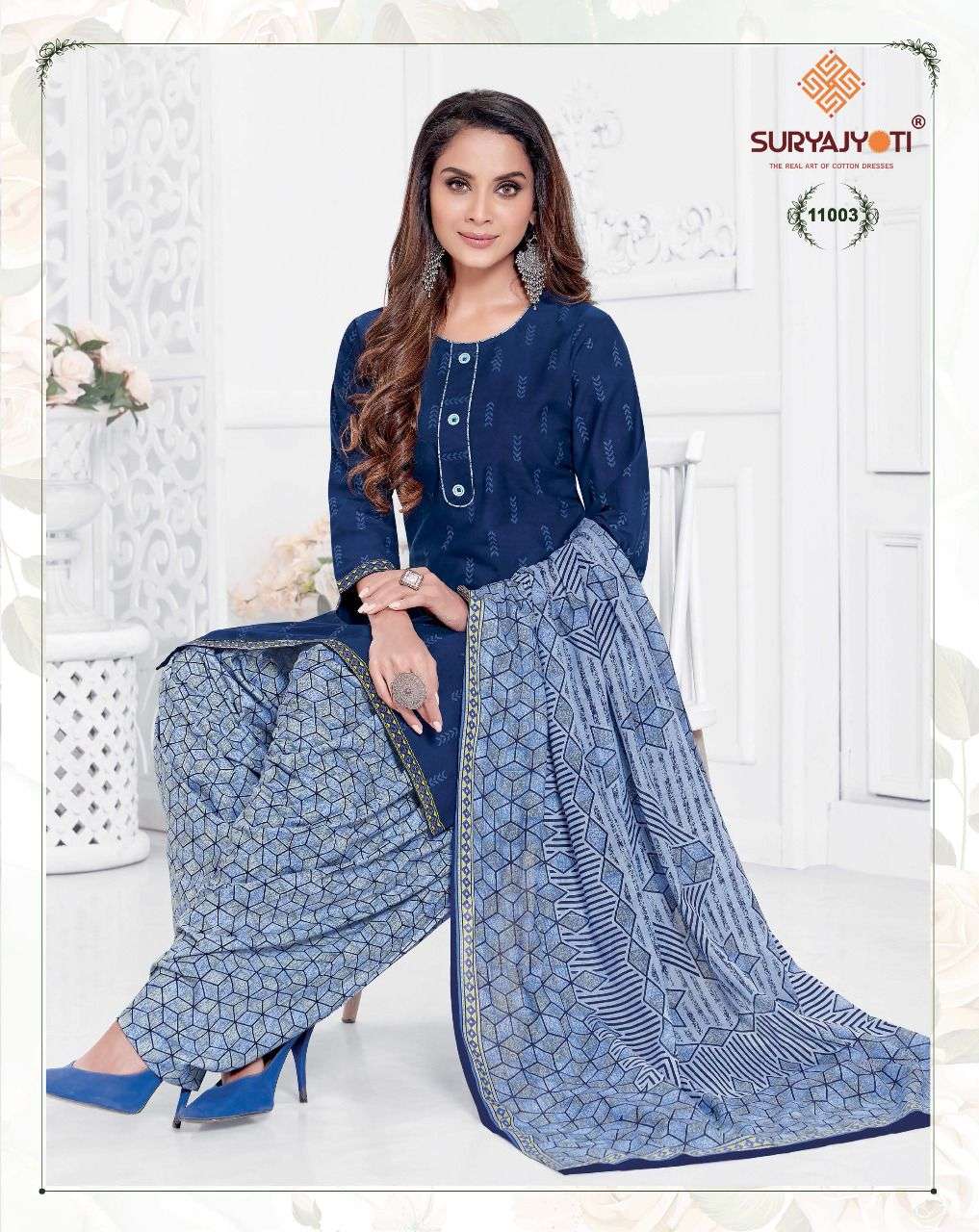 SUI DHAGA VOL-11 BY SURYAJYOTI 11001 TO 11030 SERIES BEAUTIFUL PATIYALA SUITS STYLISH FANCY COLORFUL PARTY WEAR & OCCASIONAL WEAR COTTON PRINT DRESSES AT WHOLESALE PRICE
