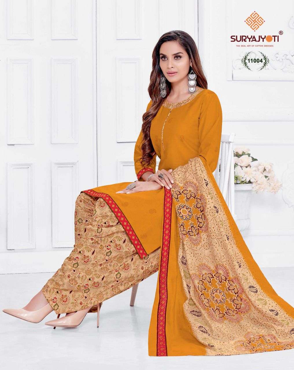 SUI DHAGA VOL-11 BY SURYAJYOTI 11001 TO 11030 SERIES BEAUTIFUL PATIYALA SUITS STYLISH FANCY COLORFUL PARTY WEAR & OCCASIONAL WEAR COTTON PRINT DRESSES AT WHOLESALE PRICE