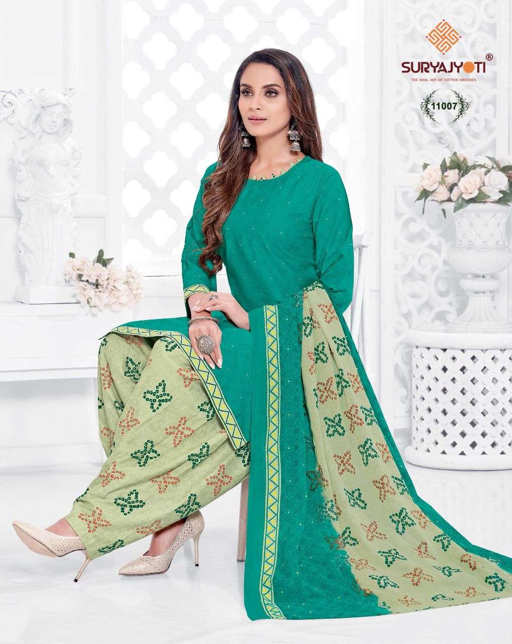 SUI DHAGA VOL-11 BY SURYAJYOTI 11001 TO 11030 SERIES BEAUTIFUL PATIYALA SUITS STYLISH FANCY COLORFUL PARTY WEAR & OCCASIONAL WEAR COTTON PRINT DRESSES AT WHOLESALE PRICE
