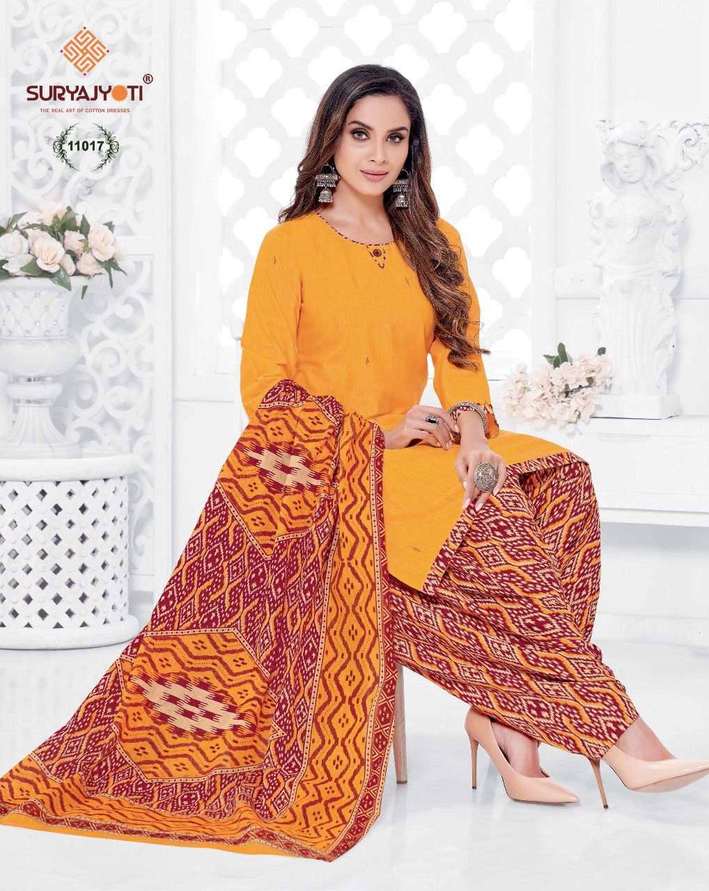 SUI DHAGA VOL-11 BY SURYAJYOTI 11001 TO 11030 SERIES BEAUTIFUL PATIYALA SUITS STYLISH FANCY COLORFUL PARTY WEAR & OCCASIONAL WEAR COTTON PRINT DRESSES AT WHOLESALE PRICE
