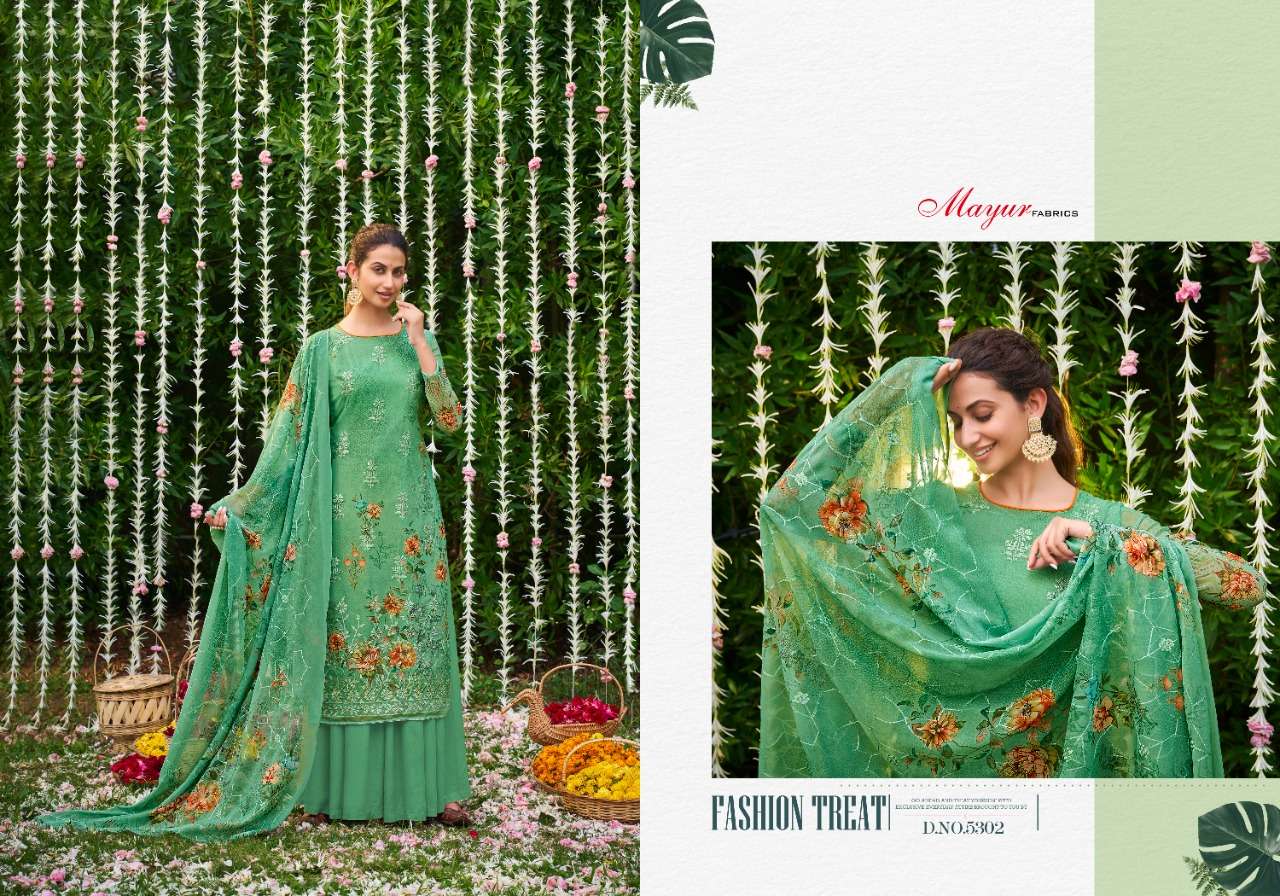 ZARNAA BY MAYUR FABRICS 5301 TO 5308 SERIES BEAUTIFUL STYLISH SHARARA SUITS FANCY COLORFUL CASUAL WEAR & ETHNIC WEAR & READY TO WEAR GEORGETTE DIGITAL PRINTED DRESSES AT WHOLESALE PRICE