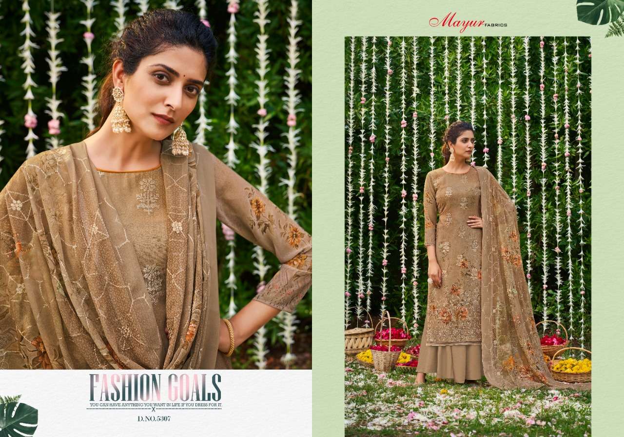 ZARNAA BY MAYUR FABRICS 5301 TO 5308 SERIES BEAUTIFUL STYLISH SHARARA SUITS FANCY COLORFUL CASUAL WEAR & ETHNIC WEAR & READY TO WEAR GEORGETTE DIGITAL PRINTED DRESSES AT WHOLESALE PRICE