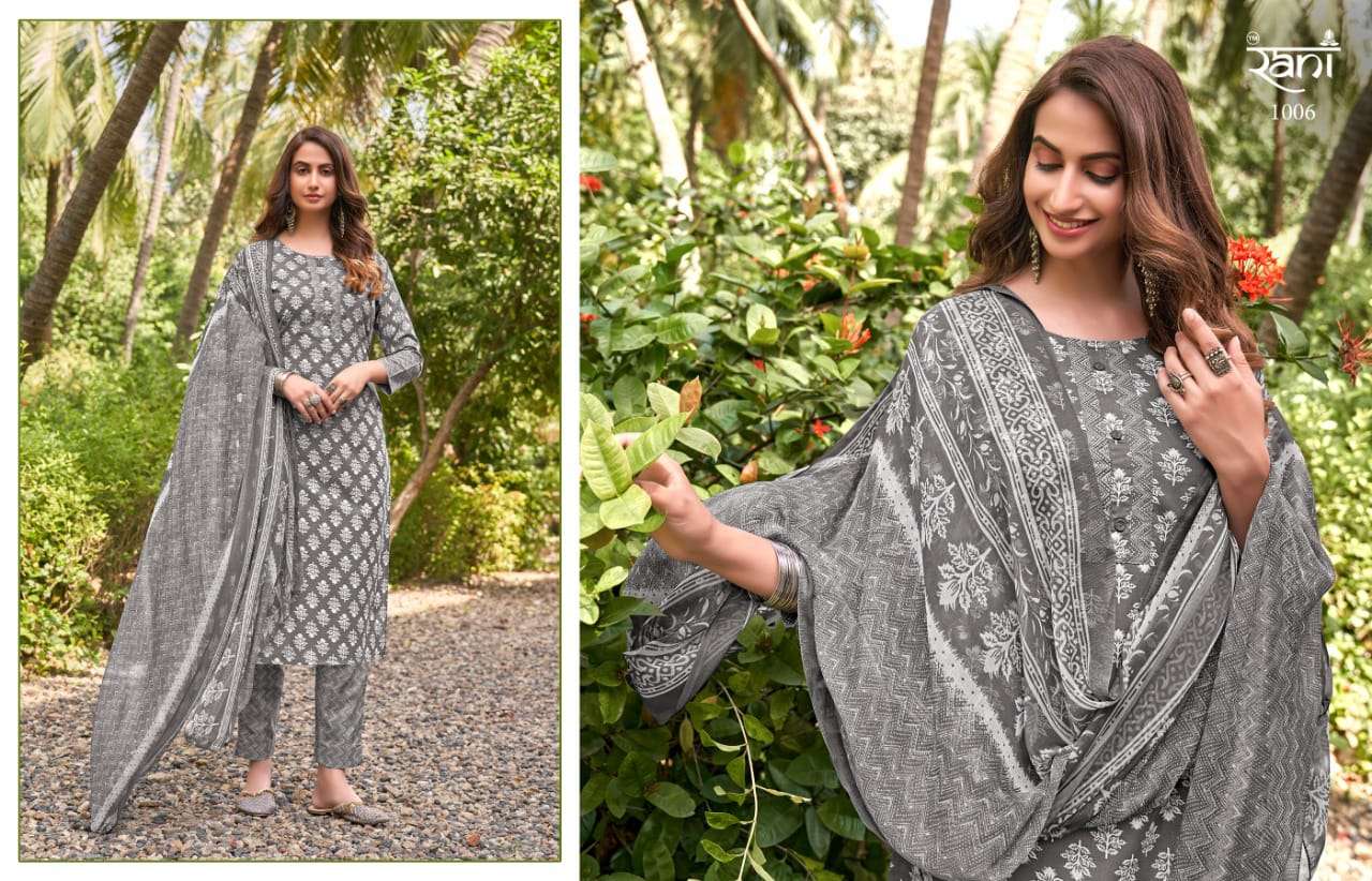 KASHVI BY RANI FASHION 1001 TO 1012 SERIES BEAUTIFUL STYLISH SUITS FANCY COLORFUL CASUAL WEAR & ETHNIC WEAR & READY TO WEAR PURE COTTON PRINTED DRESSES AT WHOLESALE PRICE