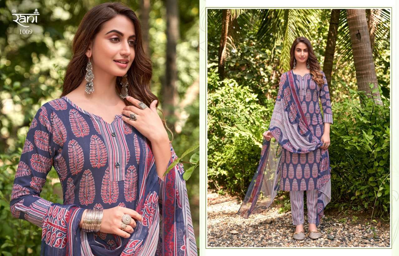 KASHVI BY RANI FASHION 1001 TO 1012 SERIES BEAUTIFUL STYLISH SUITS FANCY COLORFUL CASUAL WEAR & ETHNIC WEAR & READY TO WEAR PURE COTTON PRINTED DRESSES AT WHOLESALE PRICE
