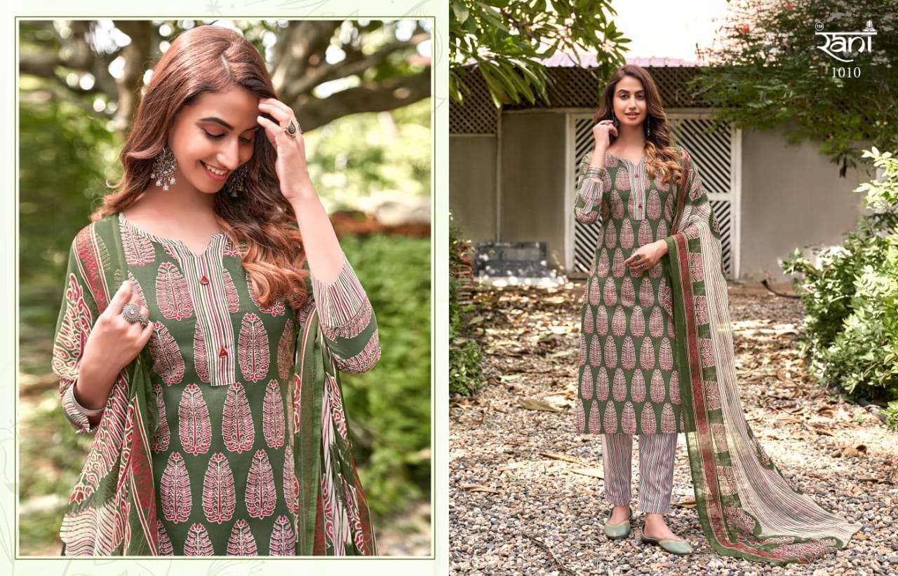 KASHVI BY RANI FASHION 1001 TO 1012 SERIES BEAUTIFUL STYLISH SUITS FANCY COLORFUL CASUAL WEAR & ETHNIC WEAR & READY TO WEAR PURE COTTON PRINTED DRESSES AT WHOLESALE PRICE