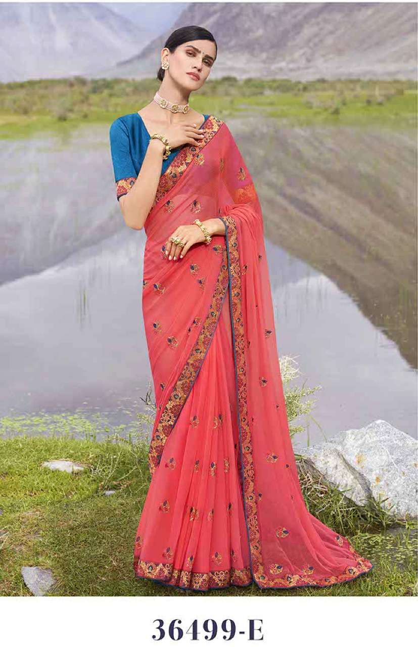 LAVANYA BY ANUSHREE 36499-A TO 36499-H SERIES INDIAN TRADITIONAL WEAR COLLECTION BEAUTIFUL STYLISH FANCY COLORFUL PARTY WEAR & OCCASIONAL WEAR GEORGETTE SAREES AT WHOLESALE PRICE