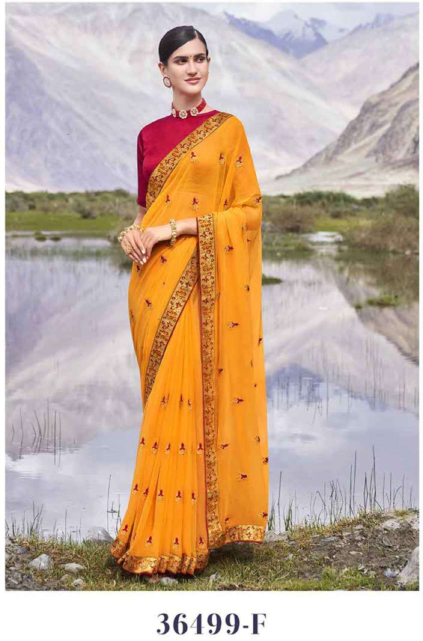 LAVANYA BY ANUSHREE 36499-A TO 36499-H SERIES INDIAN TRADITIONAL WEAR COLLECTION BEAUTIFUL STYLISH FANCY COLORFUL PARTY WEAR & OCCASIONAL WEAR GEORGETTE SAREES AT WHOLESALE PRICE