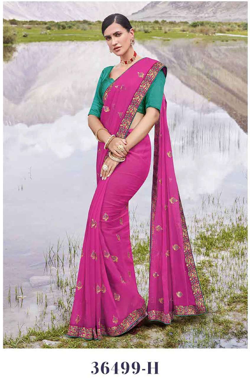 LAVANYA BY ANUSHREE 36499-A TO 36499-H SERIES INDIAN TRADITIONAL WEAR COLLECTION BEAUTIFUL STYLISH FANCY COLORFUL PARTY WEAR & OCCASIONAL WEAR GEORGETTE SAREES AT WHOLESALE PRICE