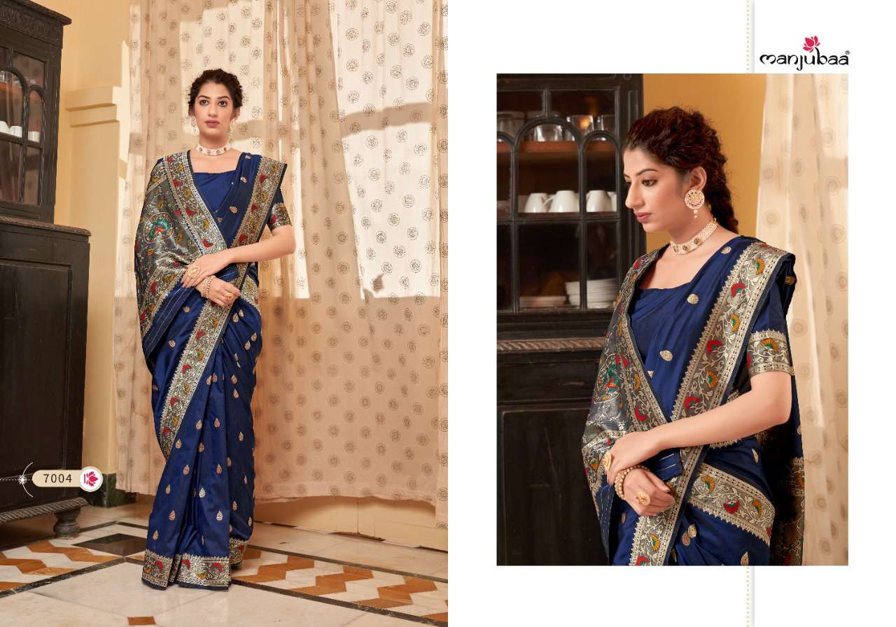 MOKSHA PAITHANI BY MANJUBAA CLOTHING 7001 TO 7006 SERIES INDIAN TRADITIONAL WEAR COLLECTION BEAUTIFUL STYLISH FANCY COLORFUL PARTY WEAR & OCCASIONAL WEAR SILK SAREES AT WHOLESALE PRICE