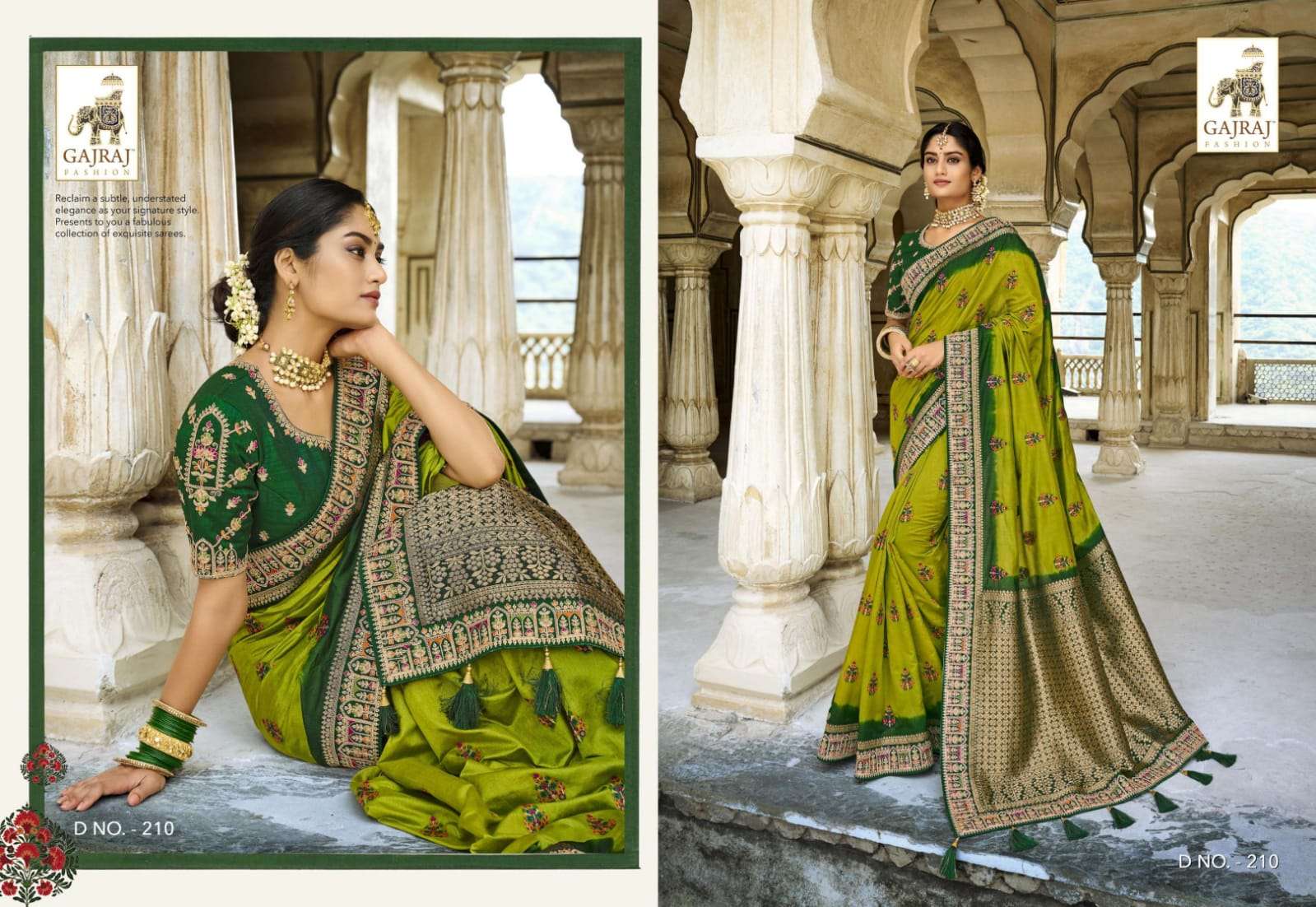 GAJRAJ 207 SERIES BY GAJRAJ FASHION 207 TO 218 SERIES INDIAN TRADITIONAL WEAR COLLECTION BEAUTIFUL STYLISH FANCY COLORFUL PARTY WEAR & OCCASIONAL WEAR SILK SAREES AT WHOLESALE PRICE