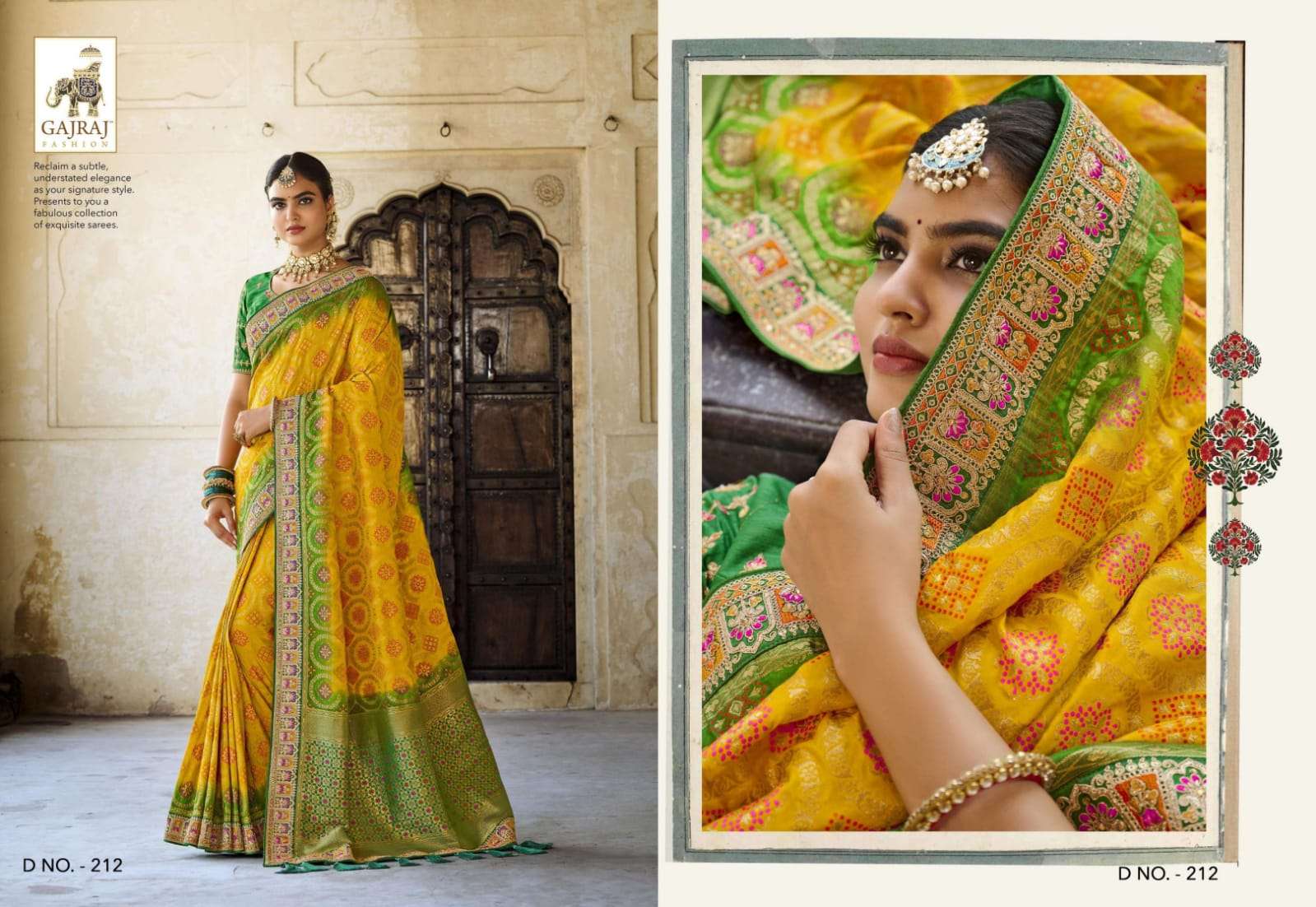 GAJRAJ 207 SERIES BY GAJRAJ FASHION 207 TO 218 SERIES INDIAN TRADITIONAL WEAR COLLECTION BEAUTIFUL STYLISH FANCY COLORFUL PARTY WEAR & OCCASIONAL WEAR SILK SAREES AT WHOLESALE PRICE